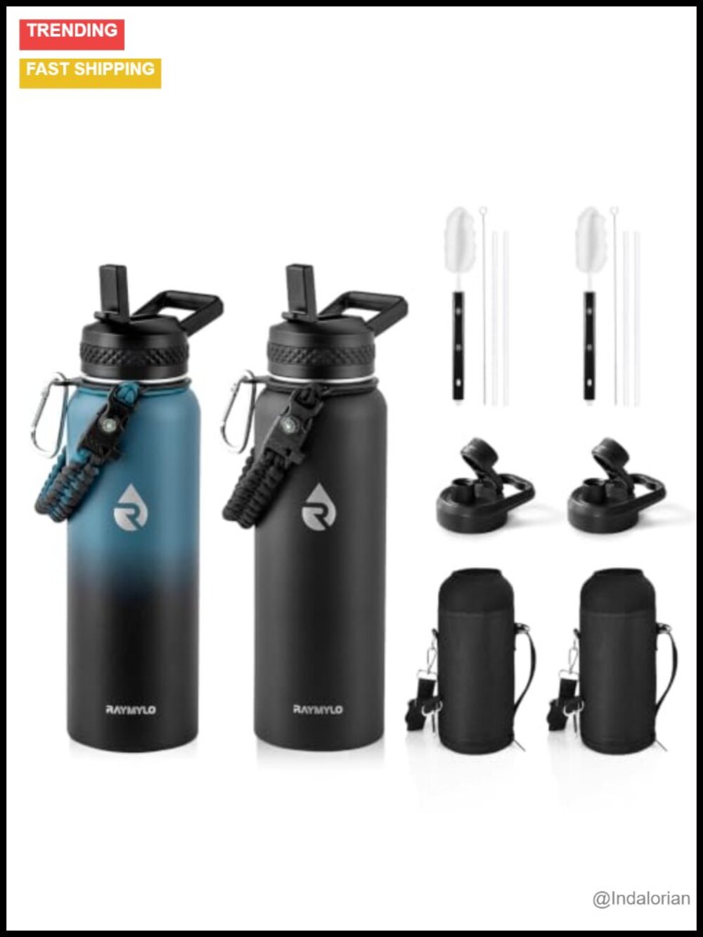 40oz Triple Wall Vacuum Insulated Stainless Steel Water Bottle with Straw Lid